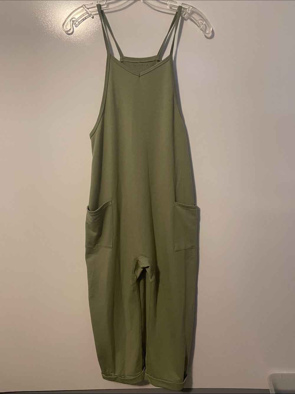 BEARPAW Olive Green Strappy Utility Jumpsuit Overalls Romper w/ Pockets